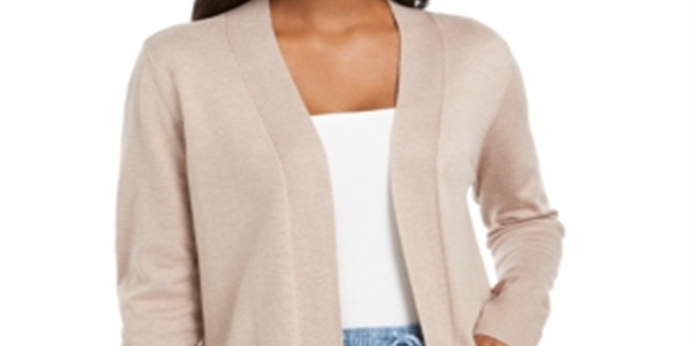 Karen Scott Cardigan Feminino com Bolso Frontal Aberto Marrom Tamanho Médio