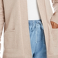 Karen Scott Cardigan Feminino com Bolso Frontal Aberto Marrom Tamanho Médio