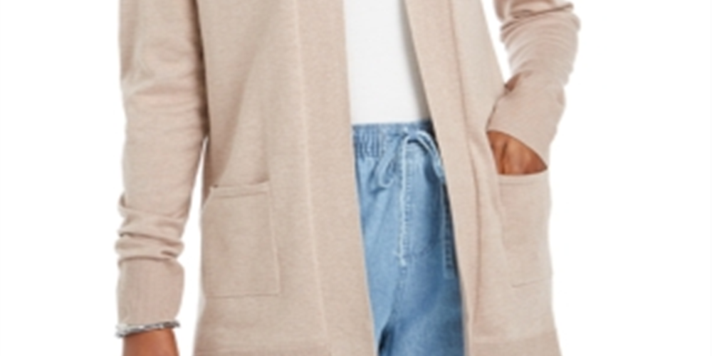 Karen Scott Cardigan Feminino com Bolso Frontal Aberto Marrom Tamanho Médio