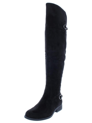 Botas femininas American Rag Adarra Faux Suede acima do joelho, pretas, 5 médias