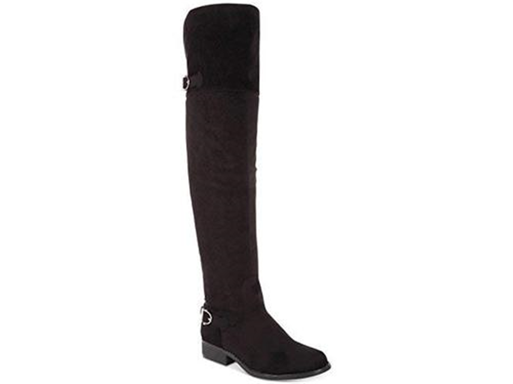 Botas femininas American Rag Adarra Faux Suede acima do joelho, pretas, 5 médias