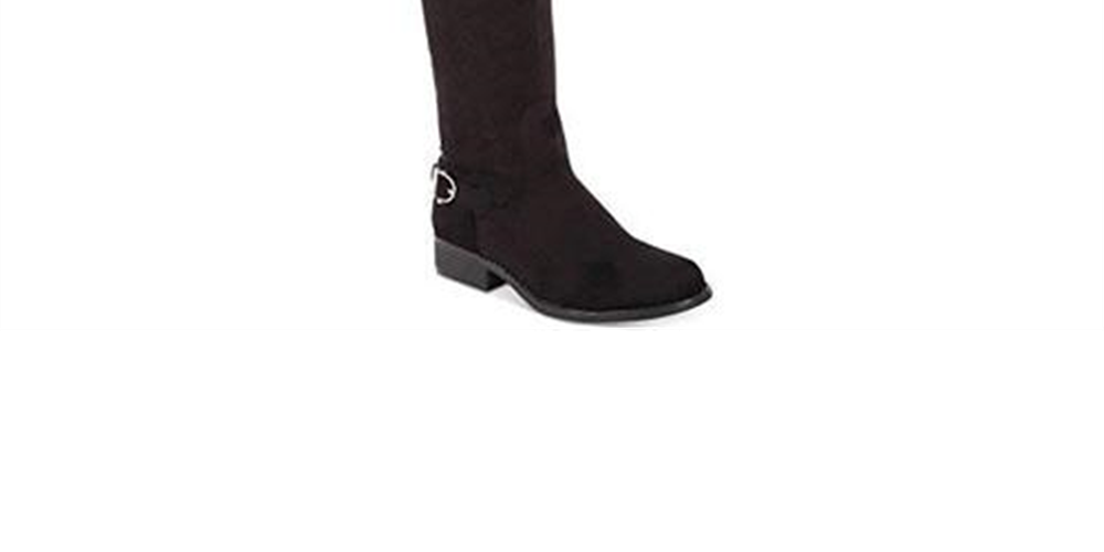 Botas femininas American Rag Adarra Faux Suede acima do joelho, pretas, 5 médias
