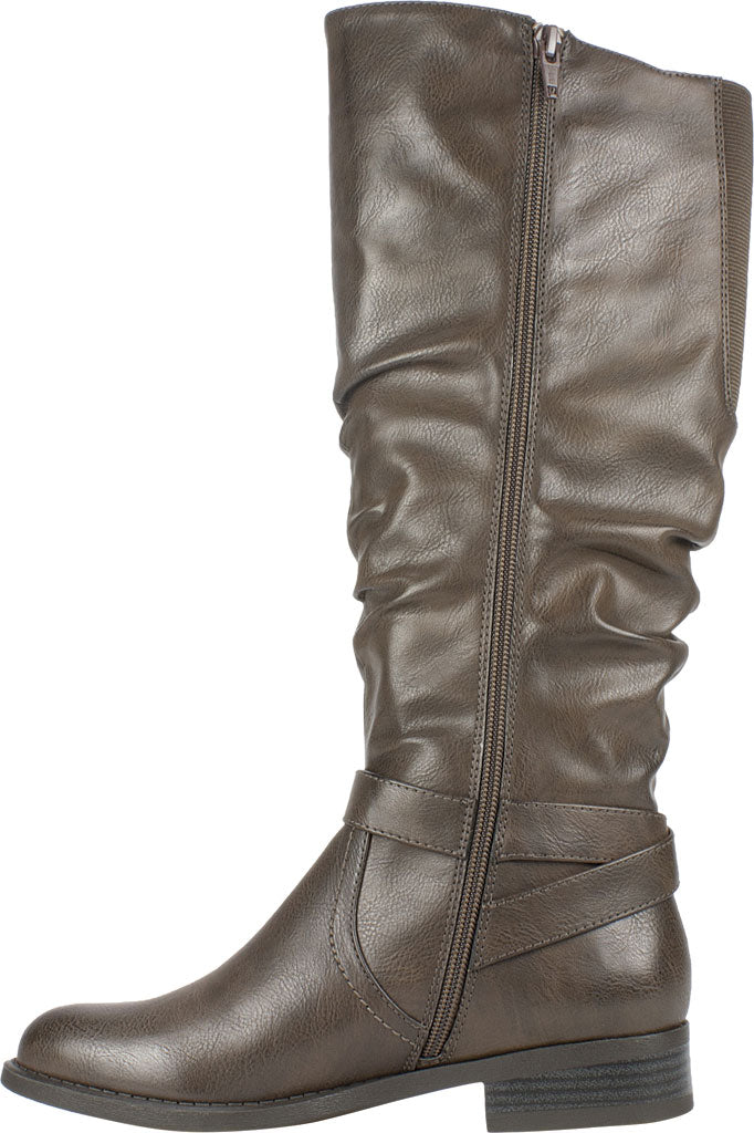 Botas de cano largo Liona femininas White Mountain (marrom PU) - Tamanho 5,5 M