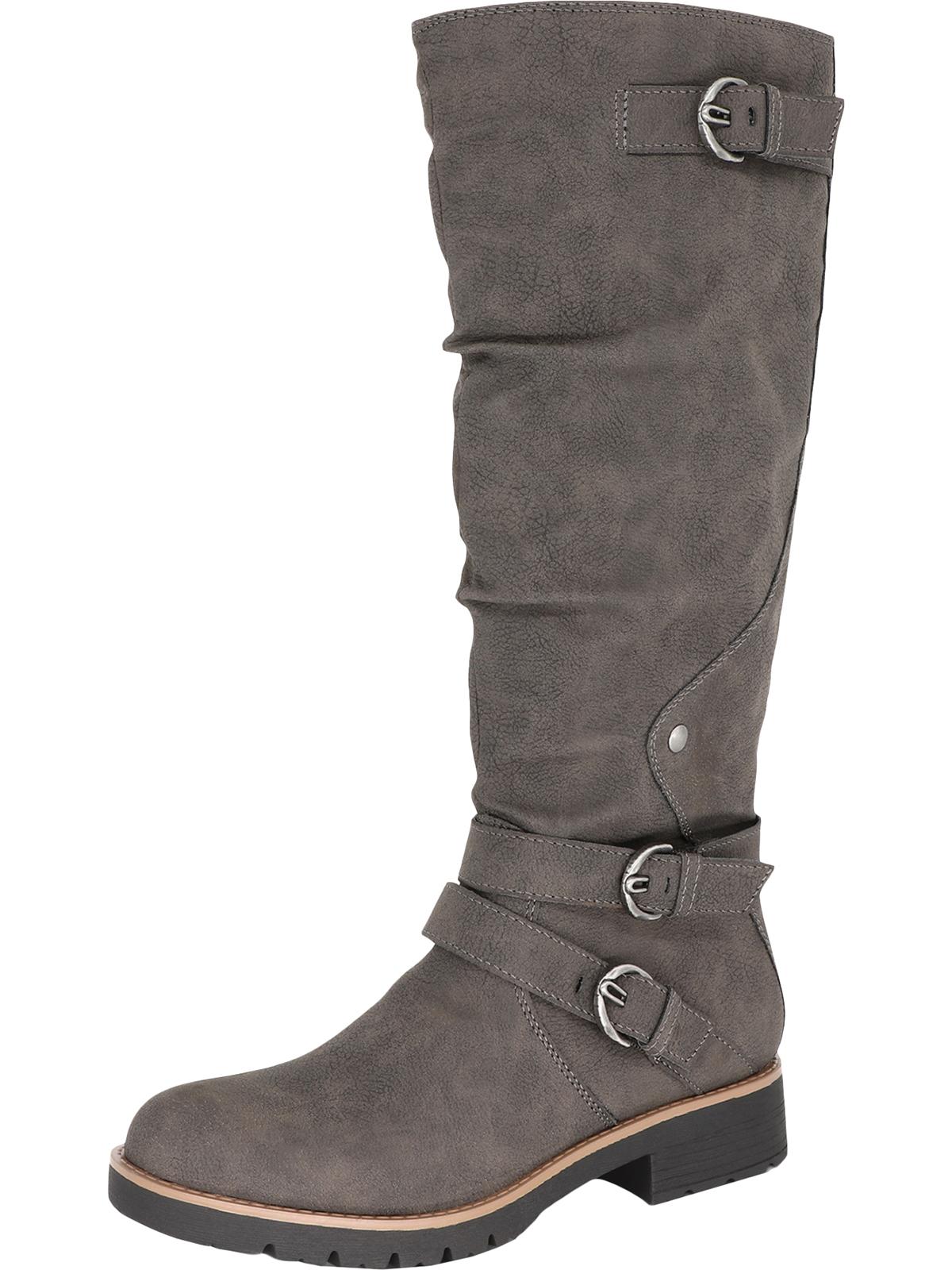Botas de montaria femininas American Rag Brinley de couro sintético até o joelho, cinza, tamanho 6 M