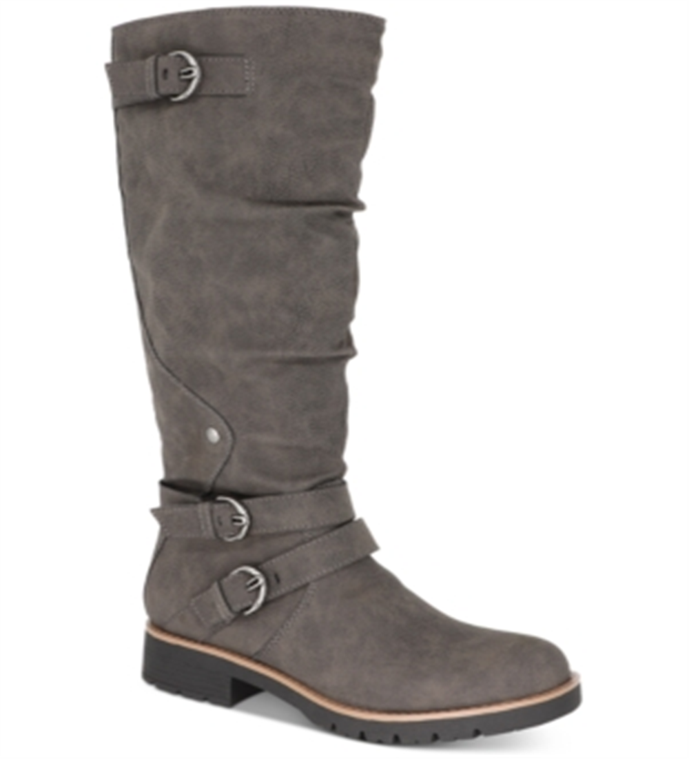 Botas de montaria femininas American Rag Brinley de couro sintético até o joelho, cinza, tamanho 6 M