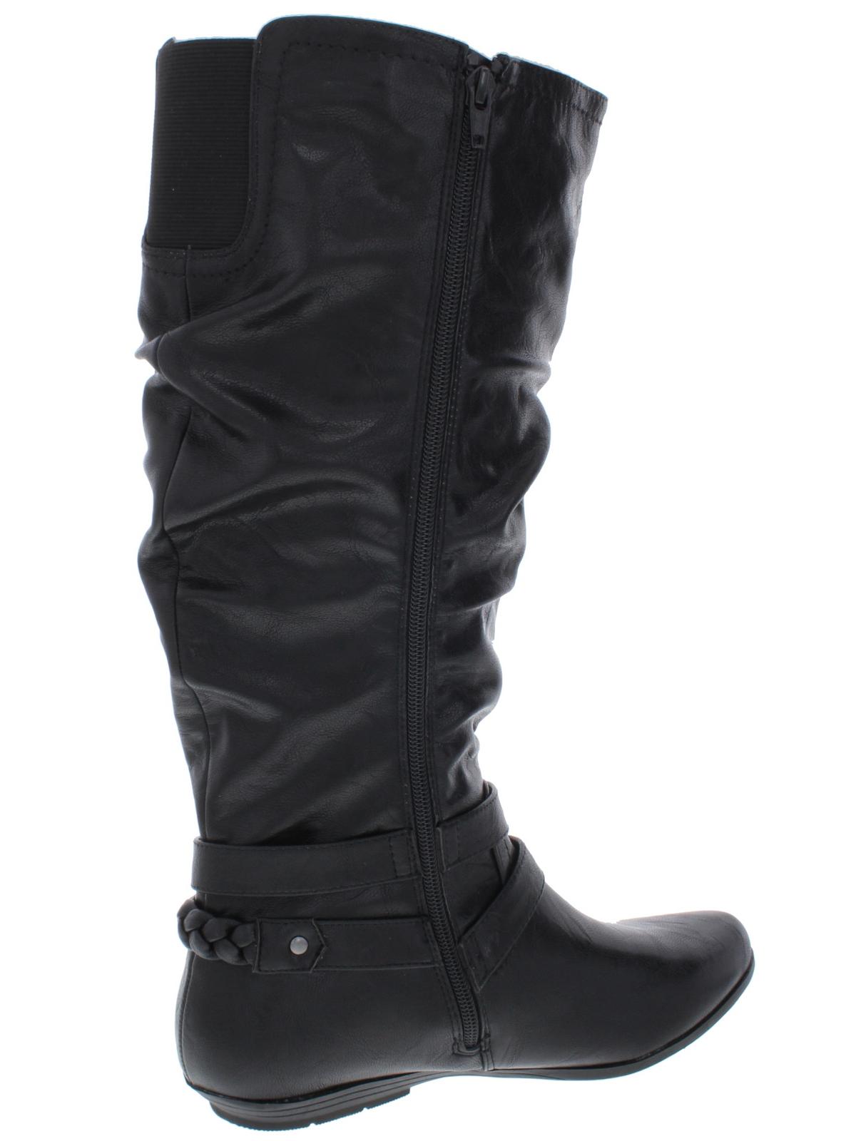 Botas de montaria femininas Cliffs by White Mountain Fairfield Buckle, pretas, tamanho 7,5 M