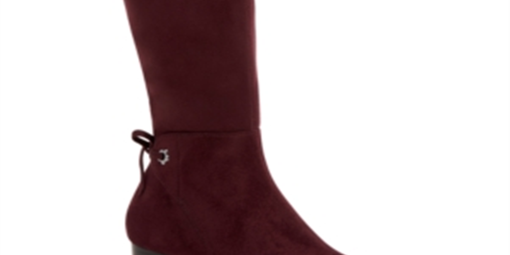 Botas femininas Charter Club com ilhós florais e detalhes de laço, acolchoadas, Jacque, bico amendoado, salto bloco e zíper, roxas, 6,5 m