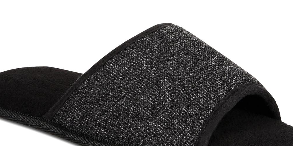 Chinelo masculino Gold Toe com abertura frontal e espuma viscoelástica, tamanho pequeno, preto