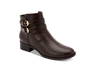 Botas femininas Charter Club Jaimee com bico fechado e cano curto, marrom, tamanho 9,5 m