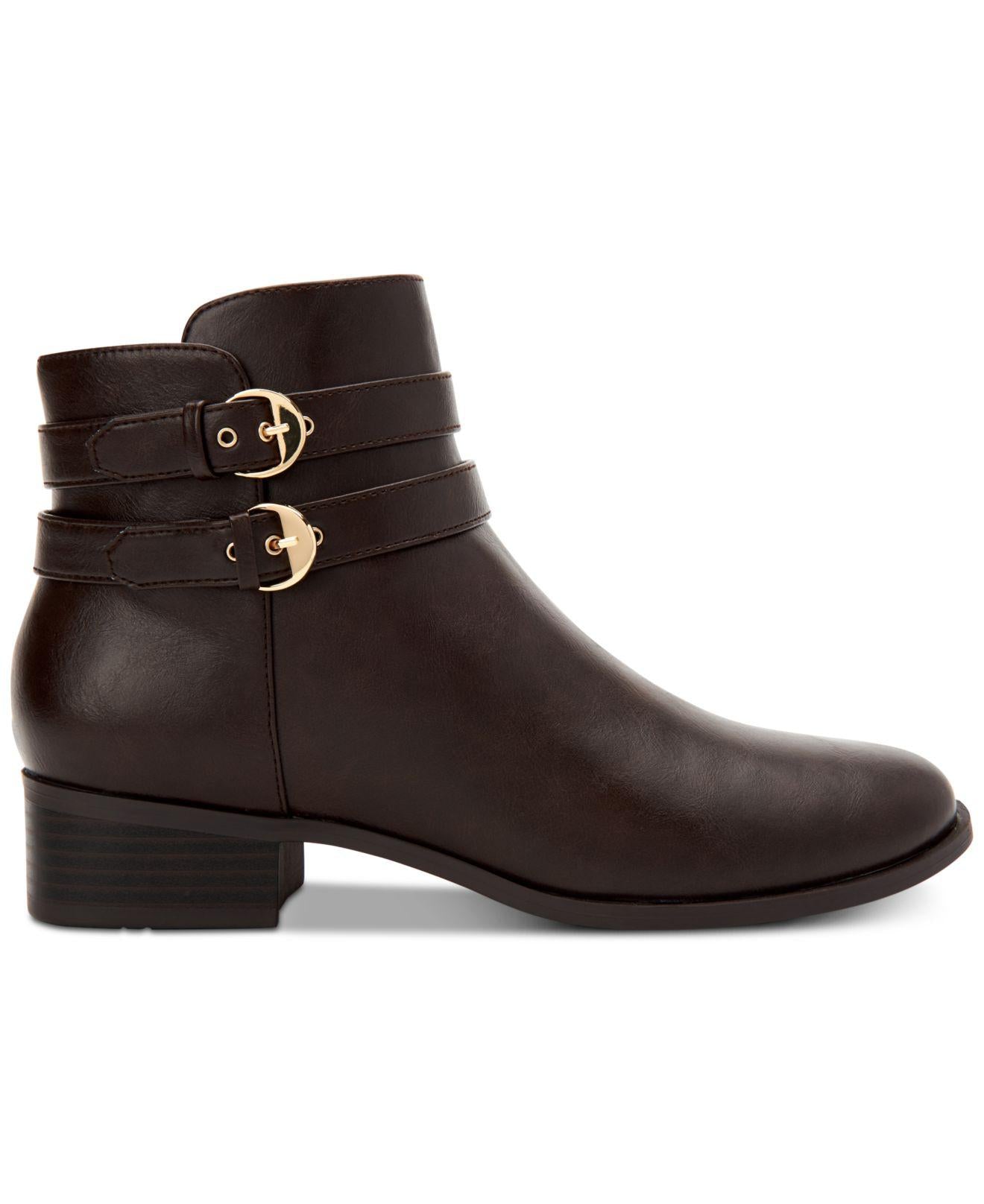 Botas femininas Charter Club Jaimee com bico fechado e cano curto, marrom, tamanho 9,5 m
