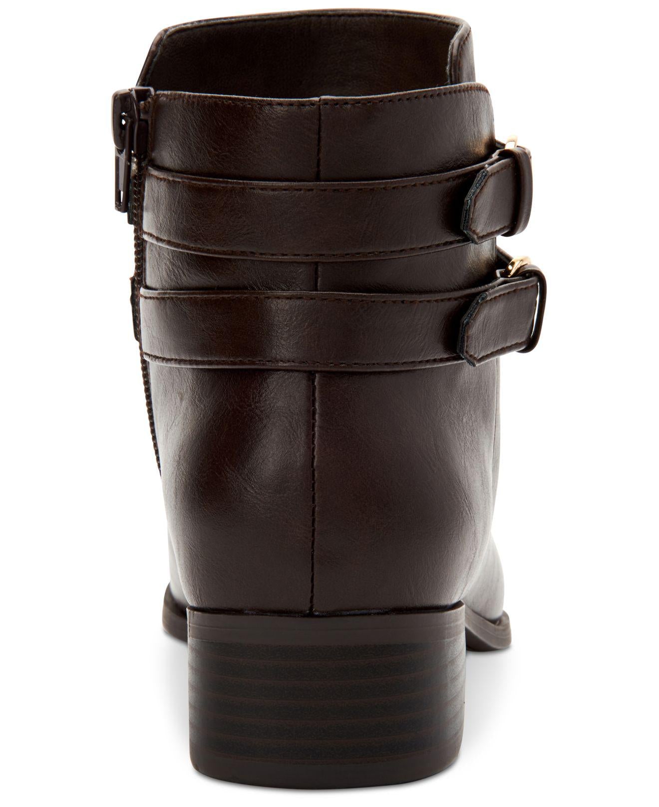 Botas femininas Charter Club Jaimee com bico fechado e cano curto, marrom, tamanho 9,5 m