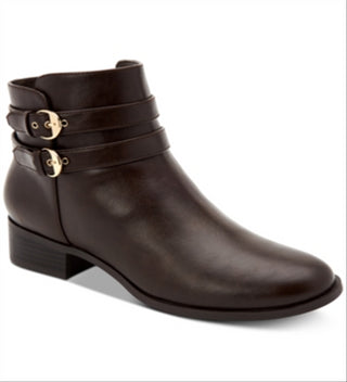Botas femininas Charter Club Jaimee com bico fechado e cano curto, marrom, tamanho 9,5 m