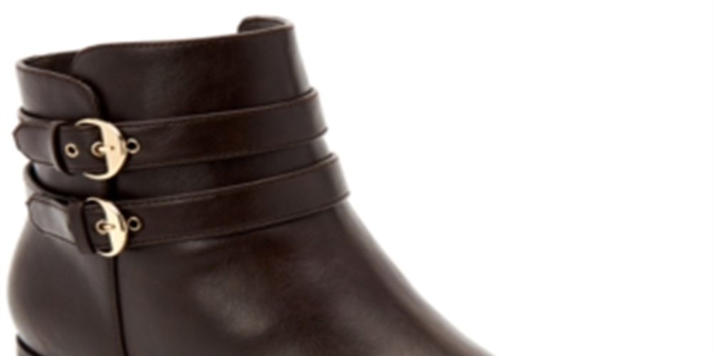 Botas femininas Charter Club Jaimee com bico fechado e cano curto, marrom, tamanho 9,5 m