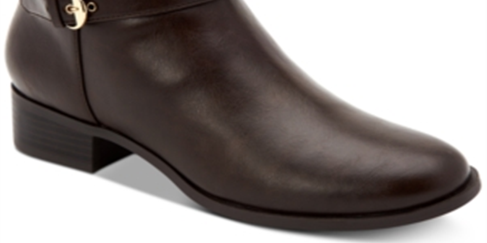 Botas femininas Charter Club Jaimee com bico fechado e cano curto, marrom, tamanho 9,5 m