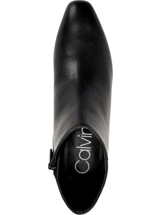 Botas Calvin Klein Jipsy Femininas de Couro com Salto Bloco, Pretas, Tamanho 6