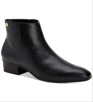 Botas Calvin Klein Jipsy Femininas de Couro com Salto Bloco, Pretas, Tamanho 6