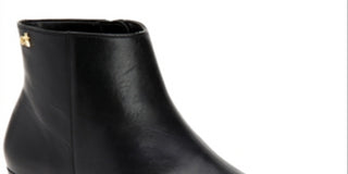 Botas Calvin Klein Jipsy Femininas de Couro com Salto Bloco, Pretas, Tamanho 6