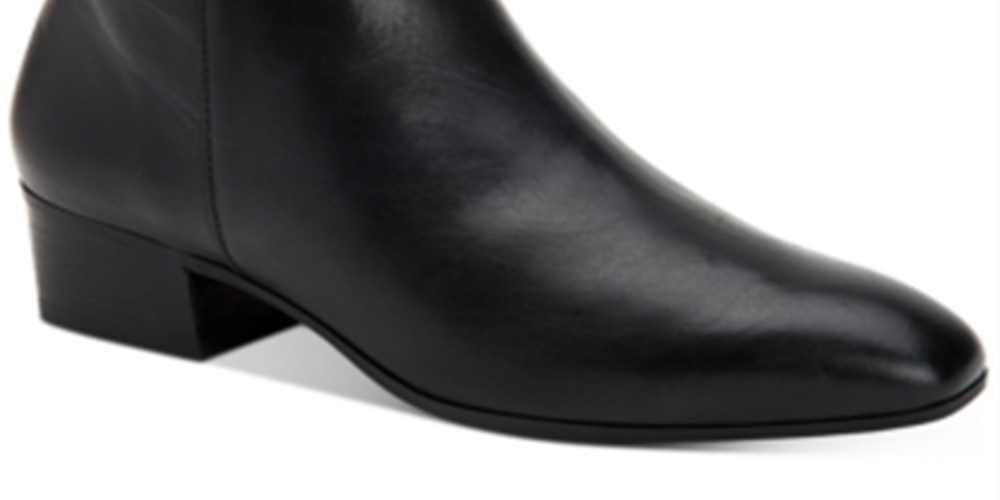 Botas Calvin Klein Jipsy Femininas de Couro com Salto Bloco, Pretas, Tamanho 6