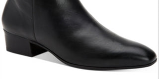 Botas Calvin Klein Jipsy Femininas de Couro com Salto Bloco, Pretas, Tamanho 6