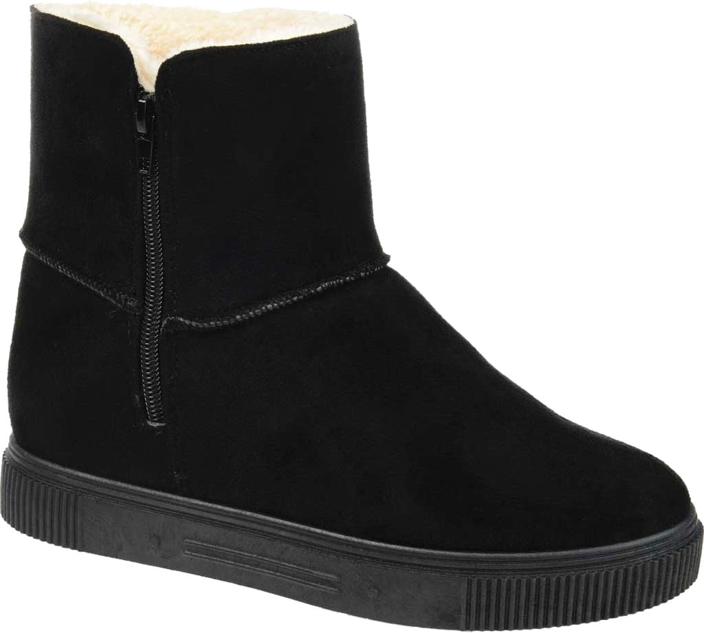 Botas de neve femininas Journee Collection com detalhes em pele e plataforma Stelly, bico redondo, zíper, tamanho 7 M
