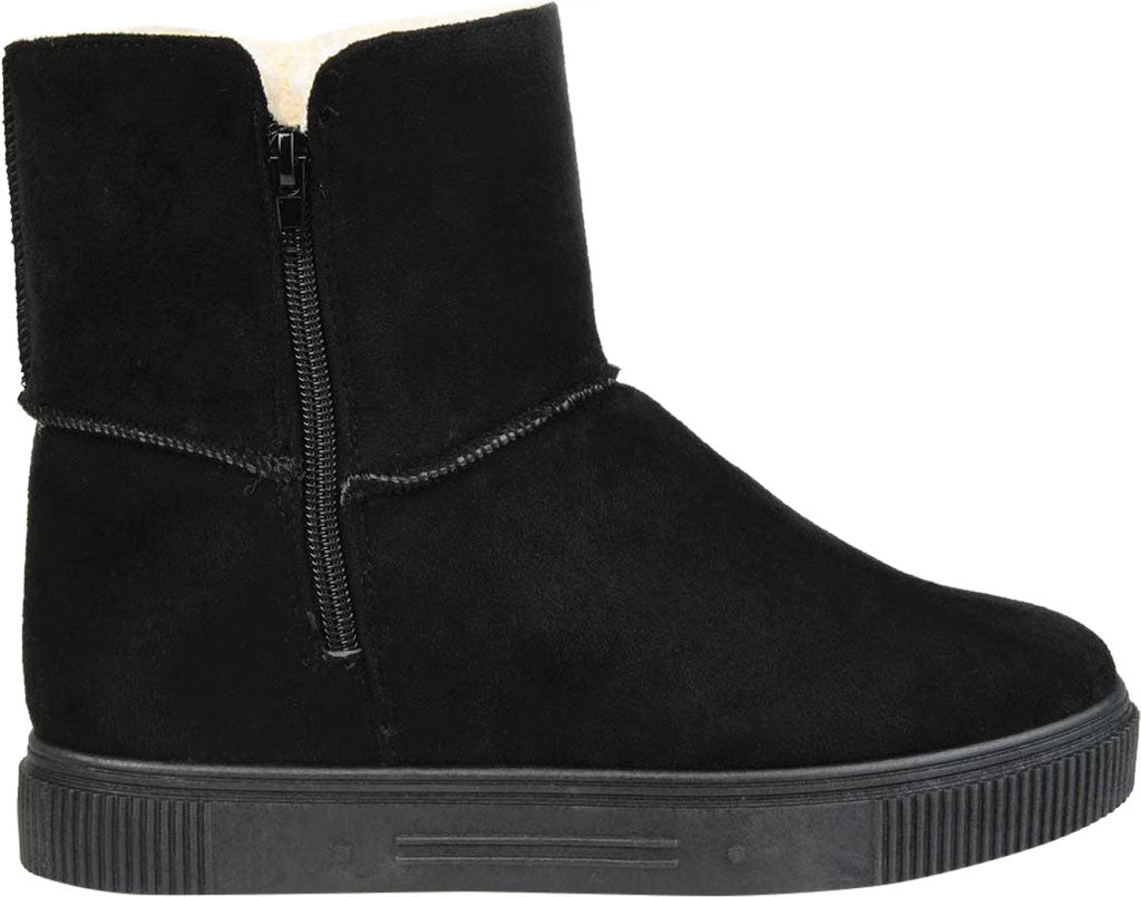 Botas de neve femininas Journee Collection com detalhes em pele e plataforma Stelly, bico redondo, zíper, tamanho 7 M