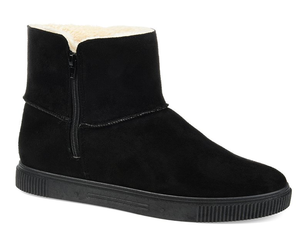 Botas de neve femininas Journee Collection com detalhes em pele e plataforma Stelly, bico redondo, zíper, tamanho 7 M