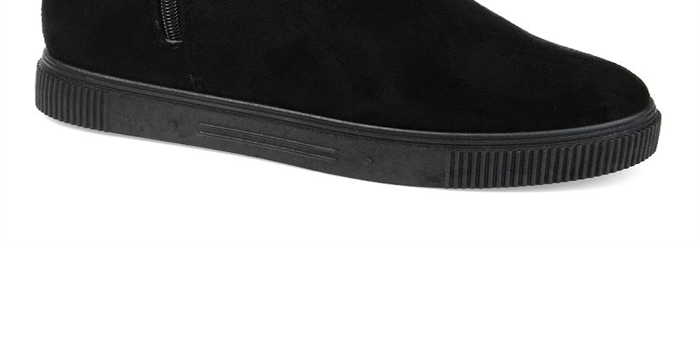 Botas de neve femininas Journee Collection com detalhes em pele e plataforma Stelly, bico redondo, zíper, tamanho 7 M