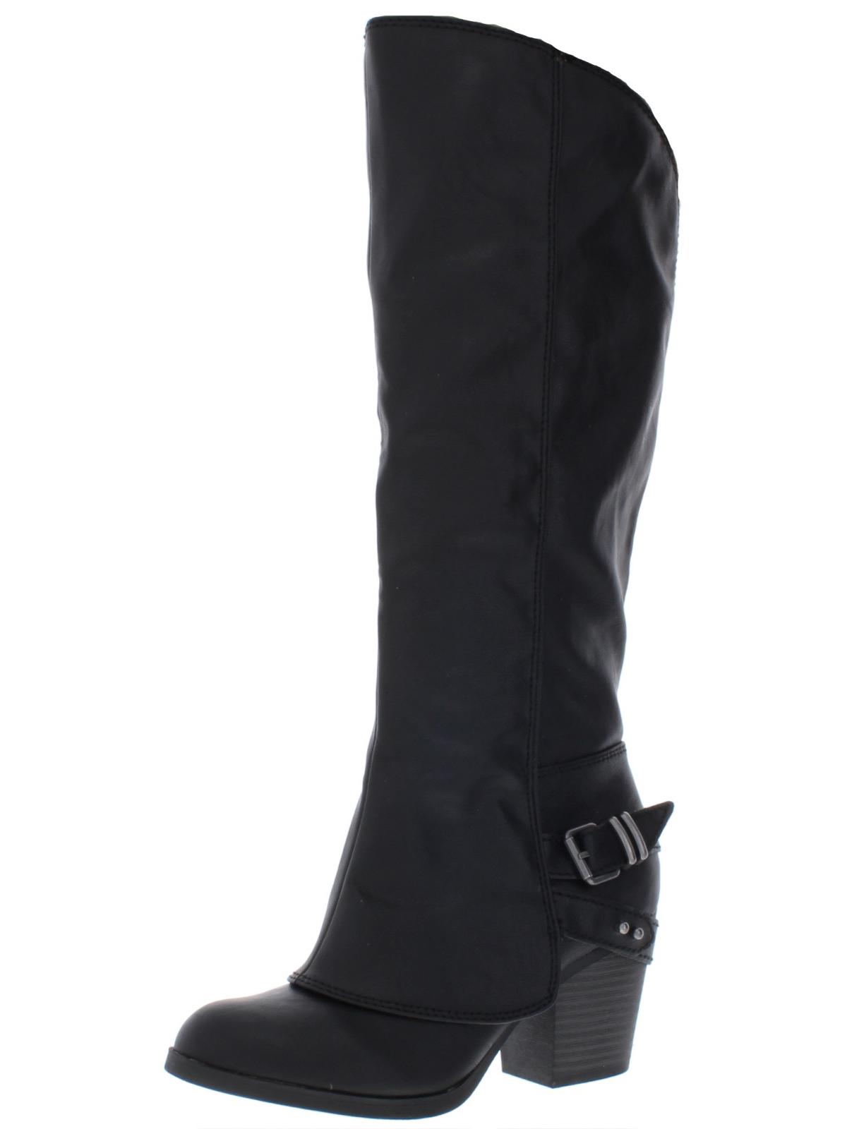 Botas de montaria femininas American Rag Emilee de couro sintético até o joelho, pretas, tamanho 9,5