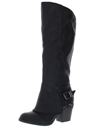 Botas de montaria femininas American Rag Emilee de couro sintético até o joelho, pretas, tamanho 9,5