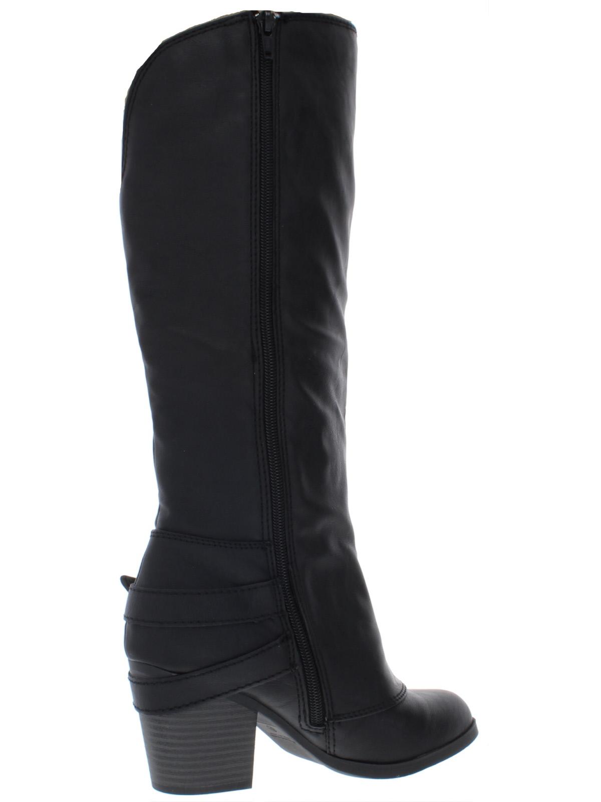 Botas de montaria femininas American Rag Emilee de couro sintético até o joelho, pretas, tamanho 9,5