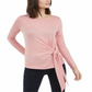 Blusa de malha feminina INC International Concepts com amarração lateral, rosa, tamanho pequeno G