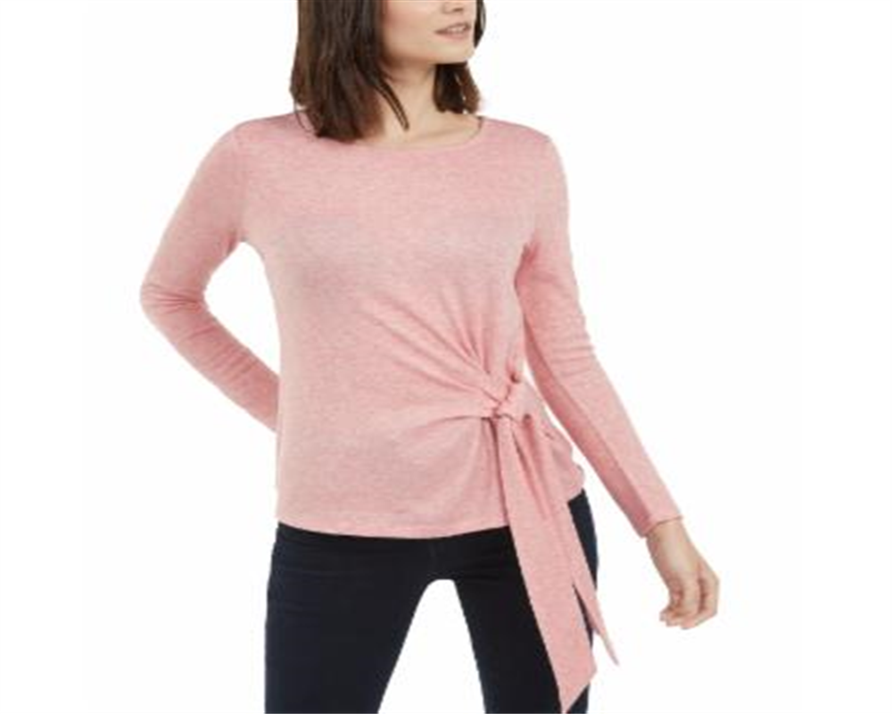 Blusa de malha feminina INC International Concepts com amarração lateral, rosa, tamanho pequeno G