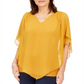 JM Collection Top assimétrico de chiffon feminino, amarelo, tamanho pequeno