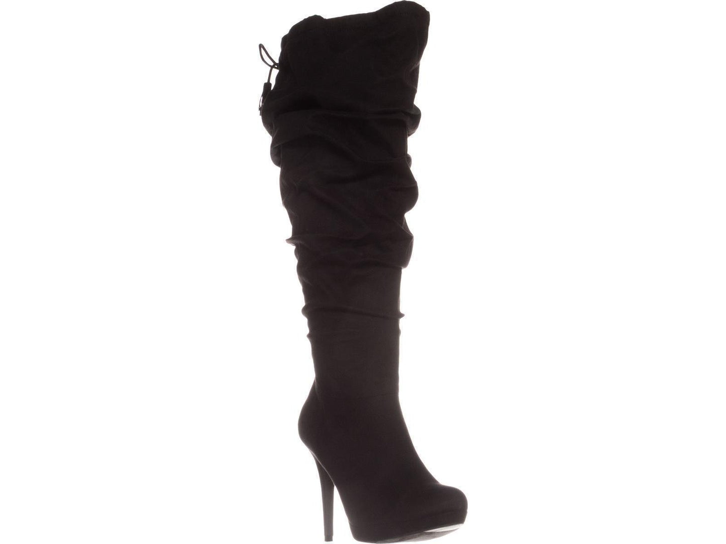 Botas femininas Thalia Sodi Brisaf com bico fechado e cano alto, pretas, tamanho 8,5