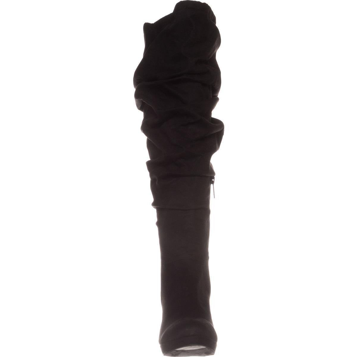 Botas femininas Thalia Sodi Brisaf com bico fechado e cano alto, pretas, tamanho 8,5
