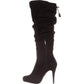 Botas femininas Thalia Sodi Brisaf com bico fechado e cano alto, pretas, tamanho 8,5