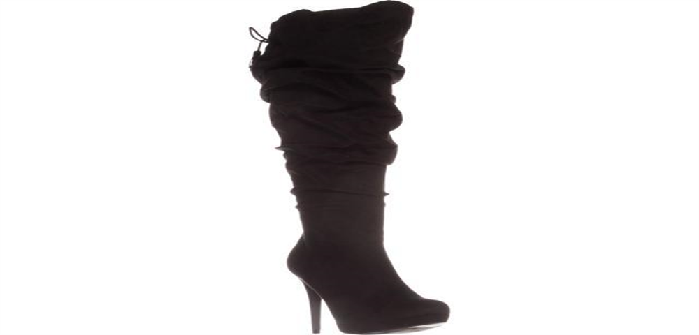 Botas femininas Thalia Sodi Brisaf com bico fechado e cano alto, pretas, tamanho 8,5