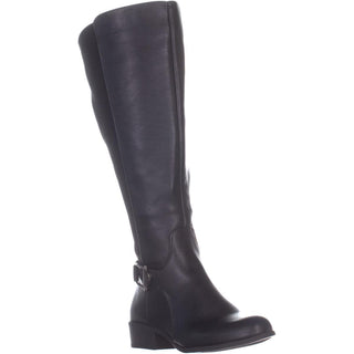 Botas femininas Alfani Kallumm Fabric bico redondo cano médio, pretas, tamanho 6M