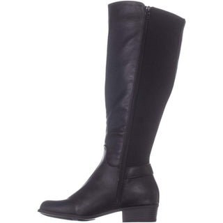 Botas femininas Alfani Kallumm Fabric bico redondo cano médio, pretas, tamanho 6M