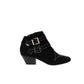 Botas femininas Inc pretas com tachas, fivela confortável, acolchoadas, bico amendoado Iliana, salto bloco e zíper, 6 m