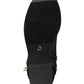 Botas femininas Thalia Sodi Vallie de couro com bico fechado e cano alto, tamanho 8,5W, pretas