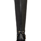 Botas femininas Thalia Sodi Vallie de couro com bico fechado e cano alto, tamanho 8,5W, pretas