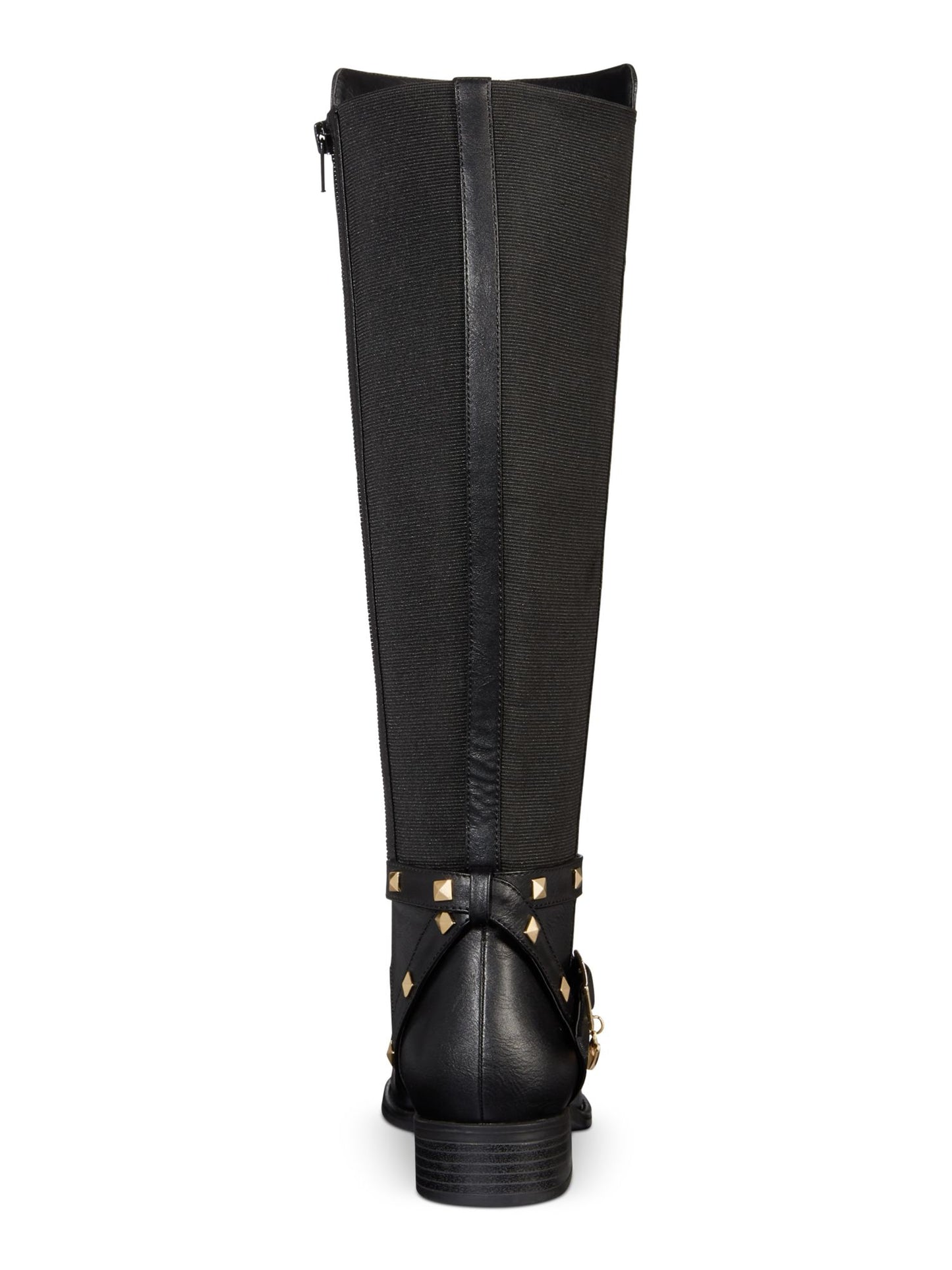 Botas femininas Thalia Sodi Vallie de couro com bico fechado e cano alto, tamanho 8,5W, pretas