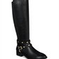 Botas femininas Thalia Sodi Vallie de couro com bico fechado e cano alto, tamanho 8,5W, pretas