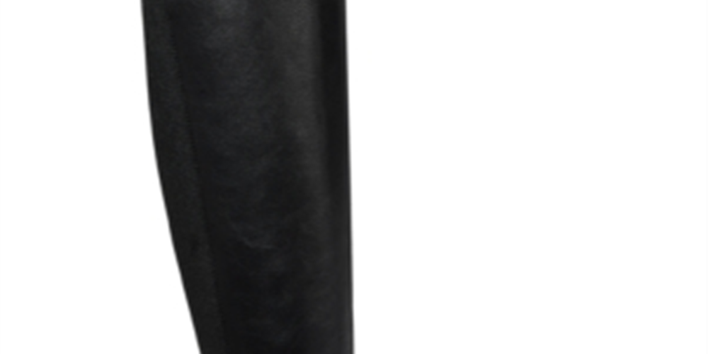 Botas femininas Thalia Sodi Vallie de couro com bico fechado e cano alto, tamanho 8,5W, pretas