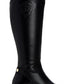 Botas de montaria femininas Charter Club Jeanolal de couro com bico fechado e cano alto, pretas, tamanho 7 M