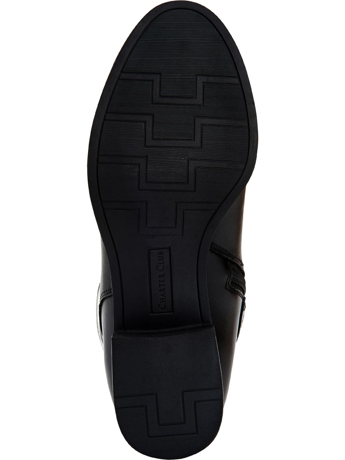 Botas de montaria femininas Charter Club Jeanolal de couro com bico fechado e cano alto, pretas, tamanho 7 M