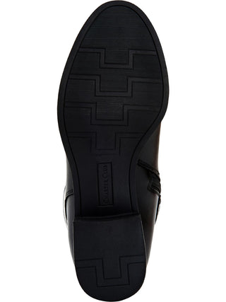 Botas de montaria femininas Charter Club Jeanolal de couro com bico fechado e cano alto, pretas, tamanho 7 M