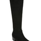 Botas femininas Bar III Vayla de camurça, bico amendoado, cano alto, pretas, tamanho 8,5 M