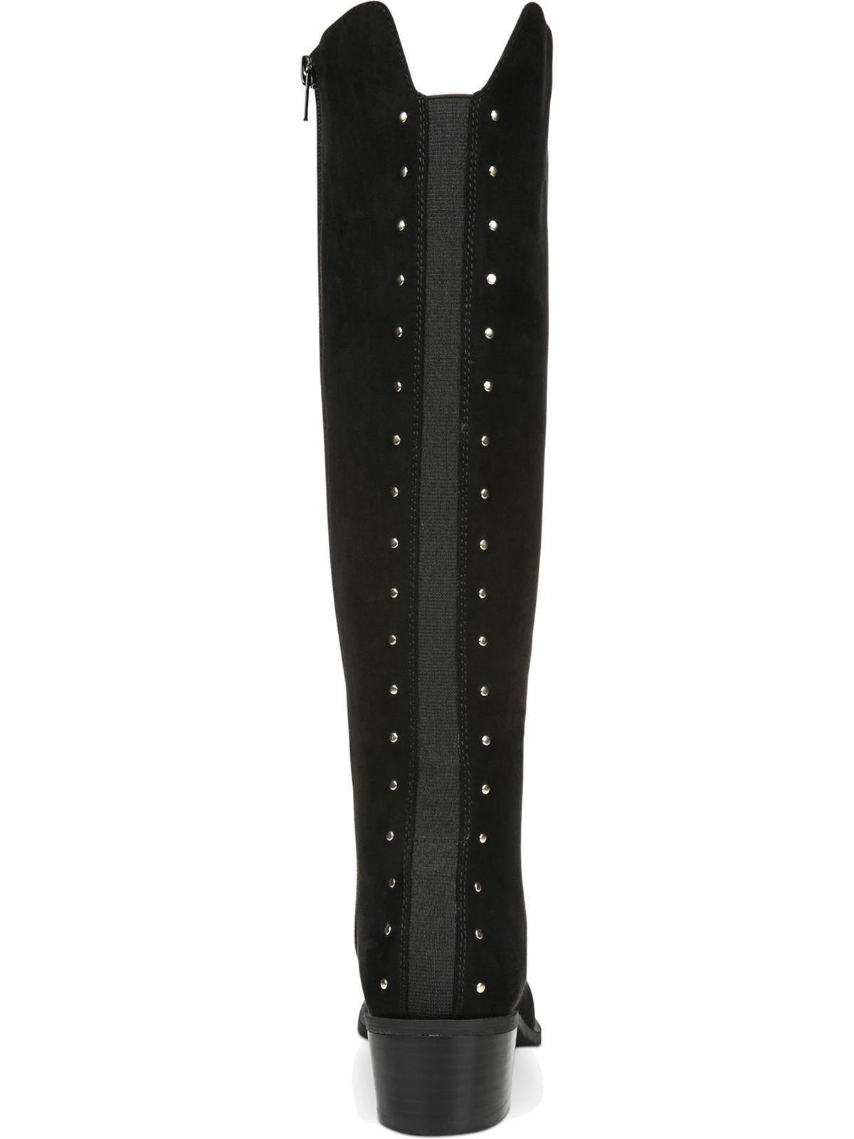 Botas femininas Bar III Vayla de camurça, bico amendoado, cano alto, pretas, tamanho 8,5 M